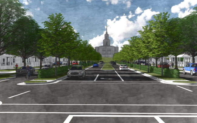 Early Rendering of View to Saratoga Springs Temple on Founder's Boulevard